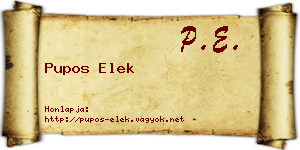Pupos Elek névjegykártya